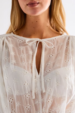 Blouse en broderie anglaise - Blanc