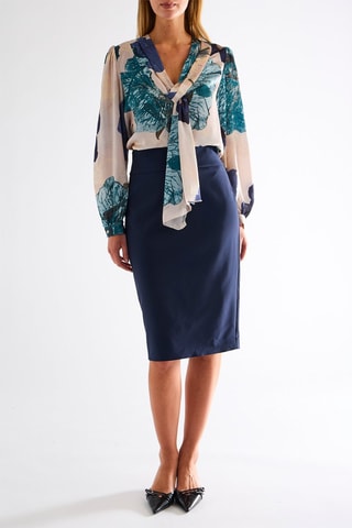 Jupe droite taille haute - Bleu marine