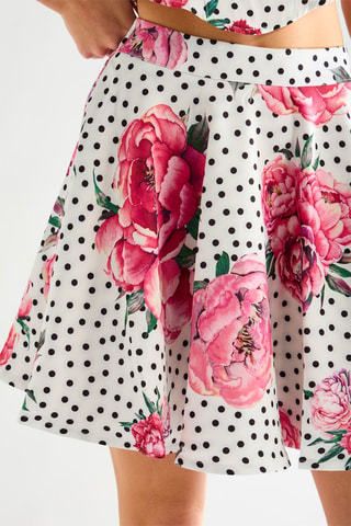 Jupe patineuse taille haute - Fuchsia et blanc