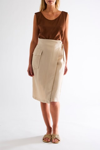 Jupe portefeuille taille haute - Beige