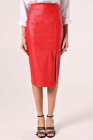 Jupe droite taille haute - Rouge