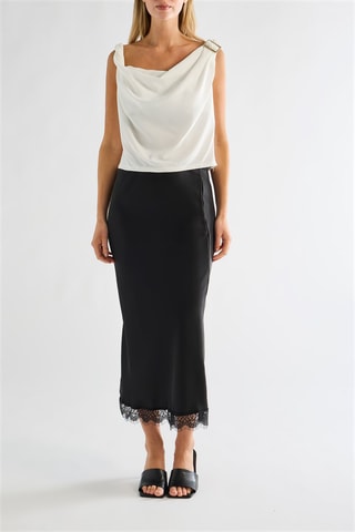 Jupe midi taille haute - Noir