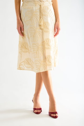 Jupe midi taille haute - Beige