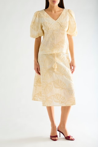 Jupe midi taille haute - Beige