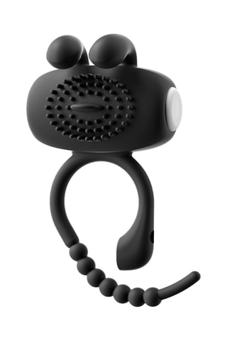 Anello vibrante con stimolatore clitorideo waterproof - Nero