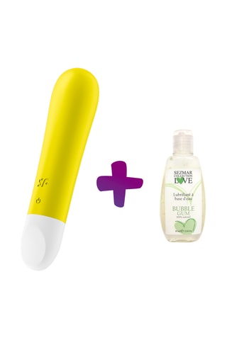 Vibratore Ultra Power Bullet 4 Satisfyer e lubrificante Sezmar Bubble Gum - 4 cm - 90 ml
