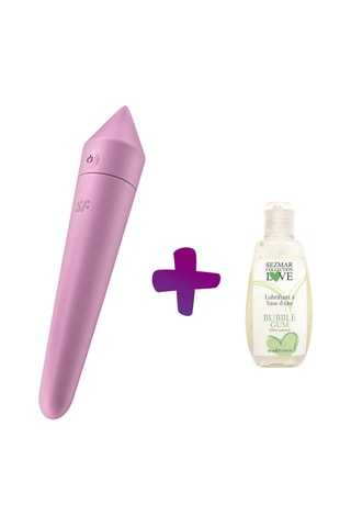Vibromasseur Ultra Power Bullet 8 Satisfyer et lubrifiant Sezmar Bubble Gum - 8 cm - 90 ml