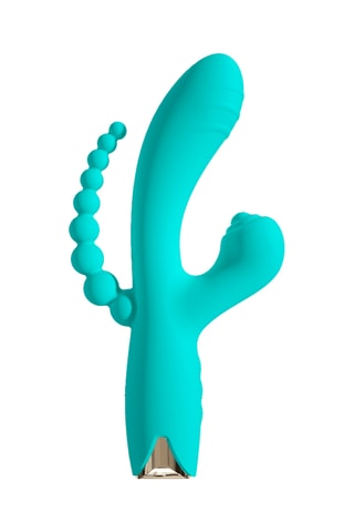 Vibratore waterproof tripla stimolazione - Turchese - 10 cm