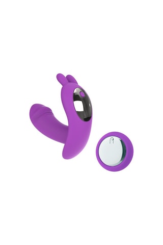 Vibratore e stimolatore clitorideo 2 in 1 - Viola - 8 cm