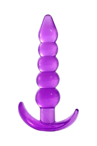 Plug anale con perline  - Viola - 9 cm