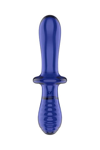 Dildo in vetro Double Crystal - Blu - 8 cm