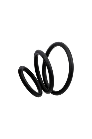 3 anelli per pene estensibili waterproof in silicone - Nero - 3-5 cm