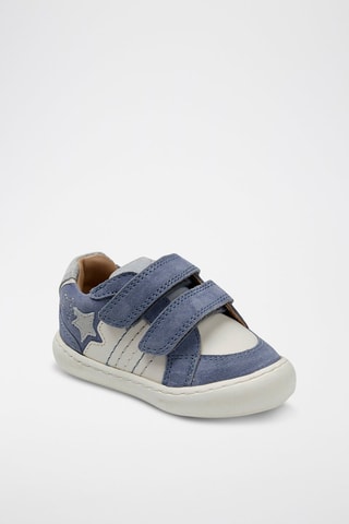 Baskets en cuir - Ecru et bleu marine