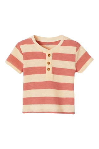 T-shirt en coton biologique - Ecru et rouge brique