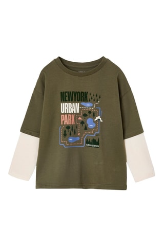 T-shirt trompe-l’œil - Kaki