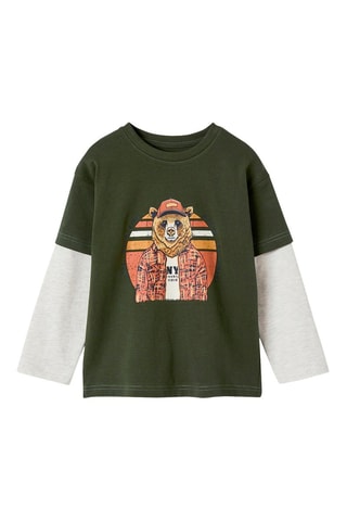 T-shirt trompe-l’œil - Kaki
