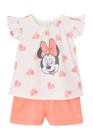T-shirt et short Minnie Mickey Mouse Disney - Blanc et corail