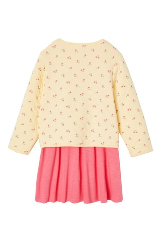 Gilet et robe - Jaune et rose chiné