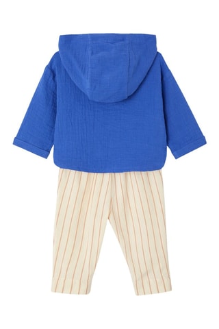 Blouse à capuche et pantalon - Bleu roi et beige