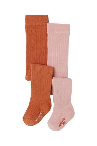 2 collants - Orange et rose