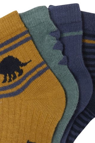 4 paires de chaussettes - Moutarde et bleu
