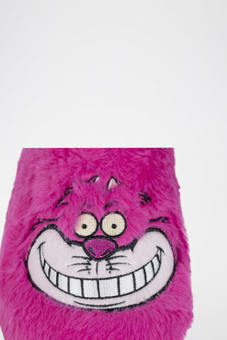 Pantoufles fourrées Chat du Cheshire Alice au pays des merveilles Disney - Rose