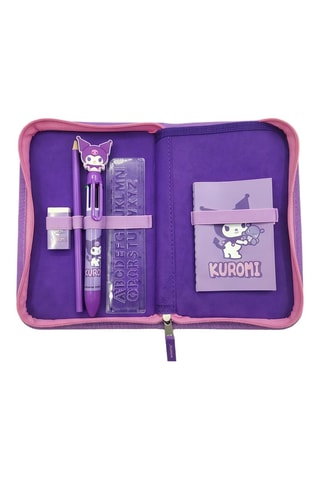 Trousse garnie de fournitures scolaires Kuromi Sanrio - 8 pièces - Violet