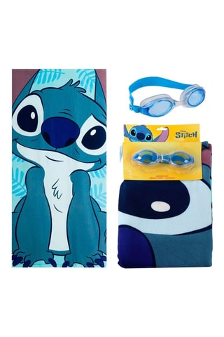 Serviette de plage et lunettes de piscine Stitch Lilo et Stitch Disney - Bleu