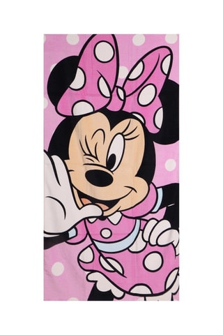 Drap de douche Minnie Disney - 70 x 140 cm - Noir et rose