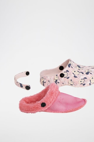 Sabots 2 en 1 en fourrure de mouton Minnie Disney - Rose