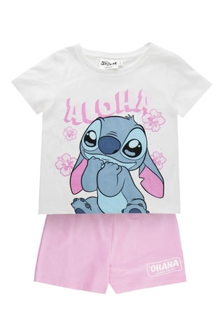 T-shirt et short Stitch Lilo et Stitch Disney - Blanc et rose