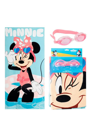 Serviette de plage et lunettes de piscine Minnie Disney - Bleu