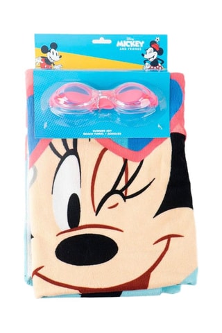 Serviette de plage et lunettes de piscine Minnie Disney - Bleu