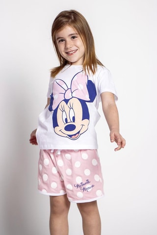T-shirt et short Minnie Disney - Blanc et rose - Blanc, beige et bleu
