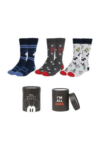 3 paires de chaussettes Mickey Disney - Bleu, gris et rouge