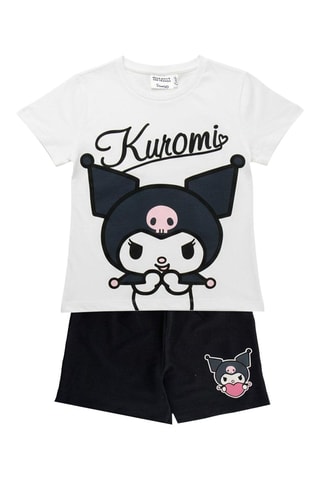T-shirt et short Kuromi Hello Kitty Sanrio - Blanc et noir