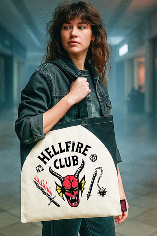 Tote bag Stranger Things - Noir - Blanc et noir