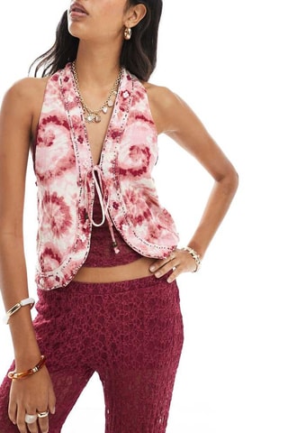 Gilet sans manches tie and dye - Rose