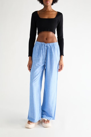 Pantalon wide legs - Bleu clair chiné