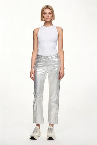 Pantalon straight - Argenté