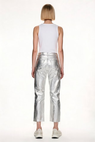 Pantalon straight - Argenté