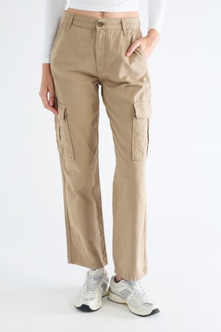 Pantalon straight - Beige