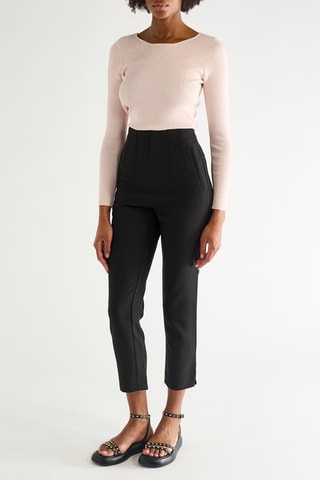 Pantalon straight 7/8 taille haute - Noir