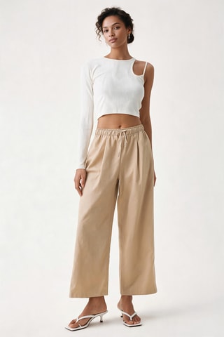 Pantalon wide legs - Beige clair
