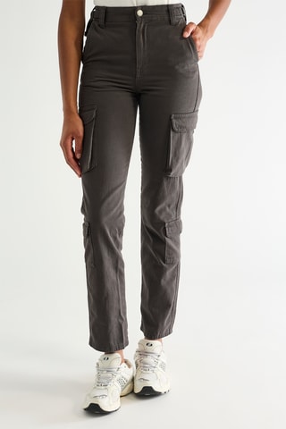 Pantalon straight taille haute - Gris