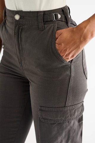 Pantalon straight taille haute - Gris