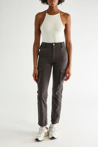 Pantalon straight taille haute - Gris
