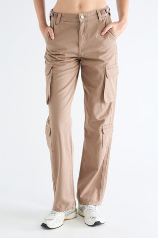 Pantalon straight taille haute - Beige