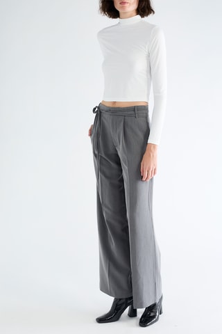 Pantalon wide legs taille haute - Gris clair