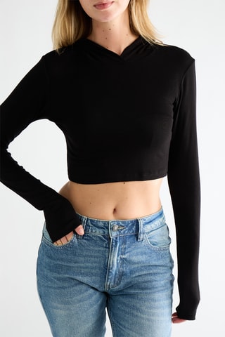 Crop top à capuche - Noir